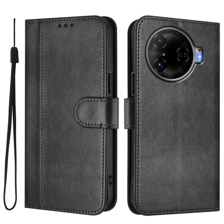 For Tecno Camon 30 Pro 5G Line Splicing Buckle Retro Leather Phone Case
