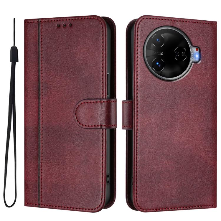 For Tecno Camon 30 Pro 5G Line Splicing Buckle Retro Leather Phone Case