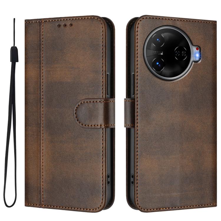 For Tecno Camon 30 Pro 5G Line Splicing Buckle Retro Leather Phone Case