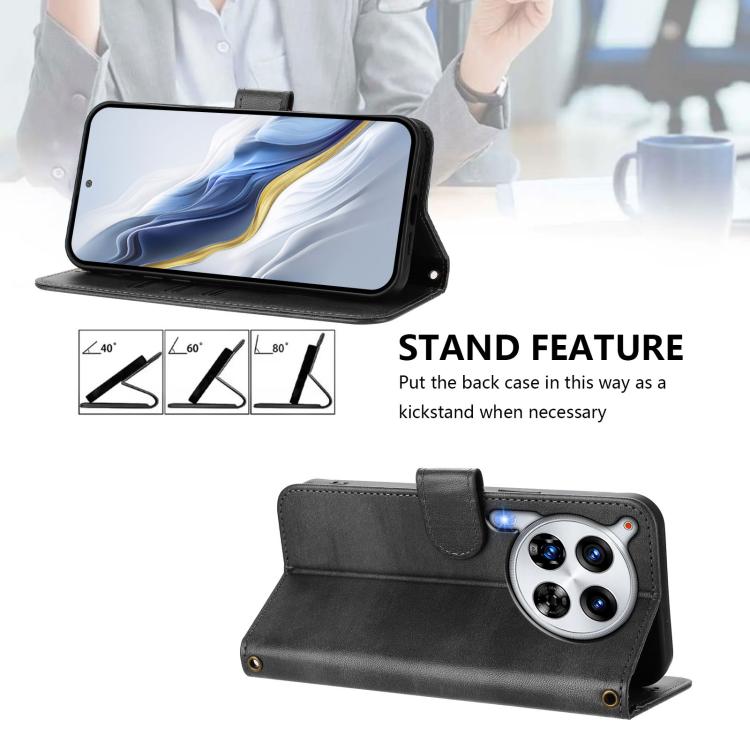 For Tecno Camon 30 Premier Line Splicing Buckle Retro Leather Phone Case