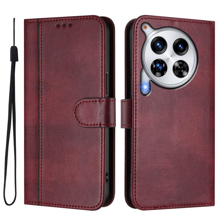For Tecno Camon 30 Premier Line Splicing Buckle Retro Leather Phone Case