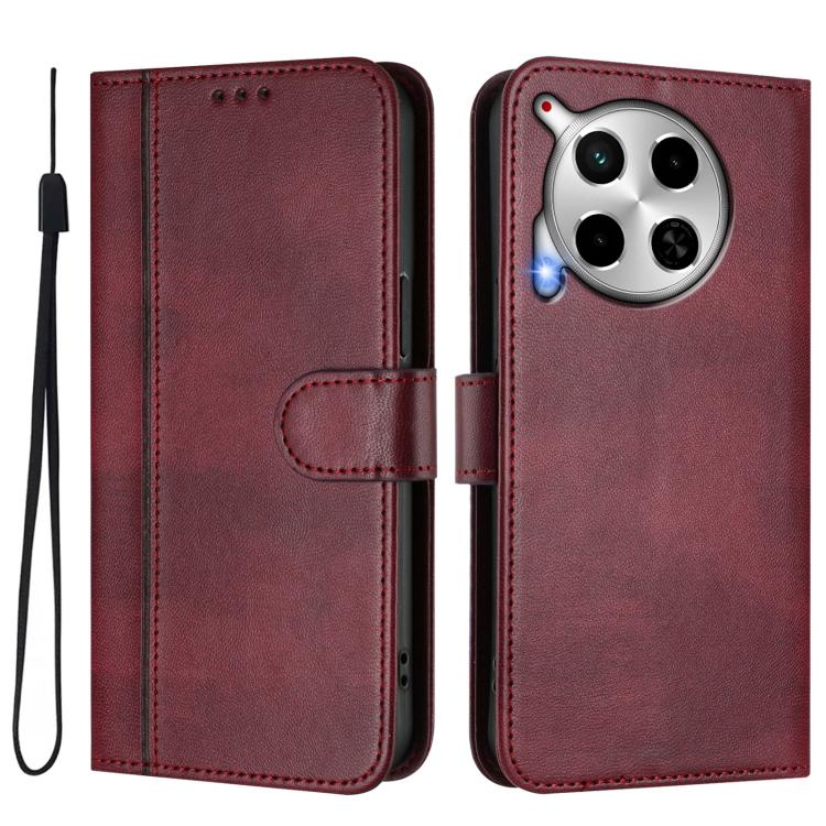 For Tecno Camon 30 5G Line Splicing Buckle Retro Leather Phone Case