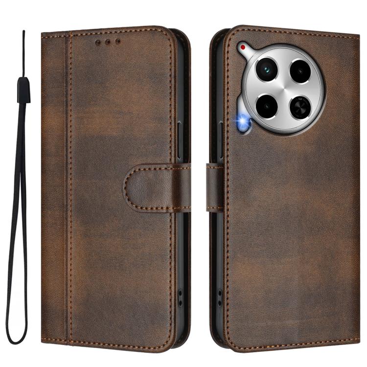 For Tecno Camon 30 5G Line Splicing Buckle Retro Leather Phone Case