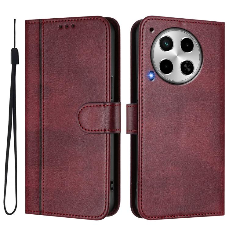 For Tecno Camon 30 4G Line Splicing Buckle Retro Leather Phone Case