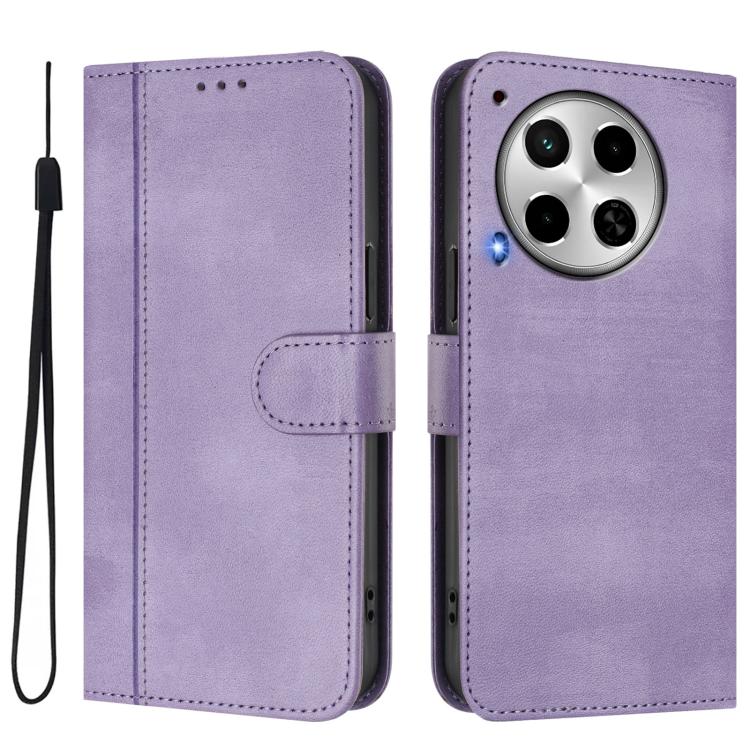 For Tecno Camon 30 4G Line Splicing Buckle Retro Leather Phone Case