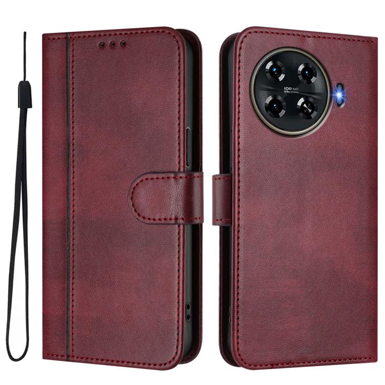 For Tecno Spark 20 Pro+ 4G Line Splicing Buckle Retro Leather Phone Case