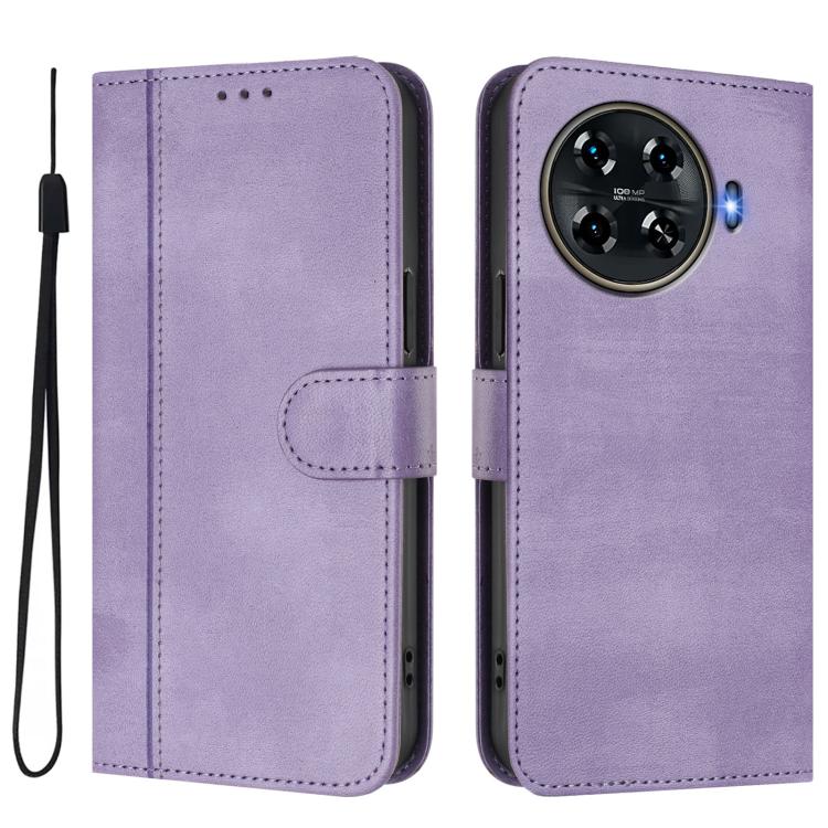 For Tecno Spark 20 Pro+ 4G Line Splicing Buckle Retro Leather Phone Case
