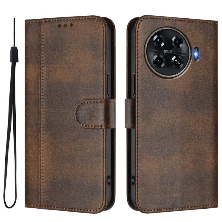 For Tecno Spark 20 Pro+ 4G Line Splicing Buckle Retro Leather Phone Case