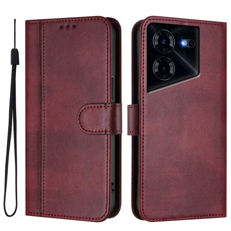 For Tecno Pova 5 Pro 5G Line Splicing Buckle Retro Leather Phone Case