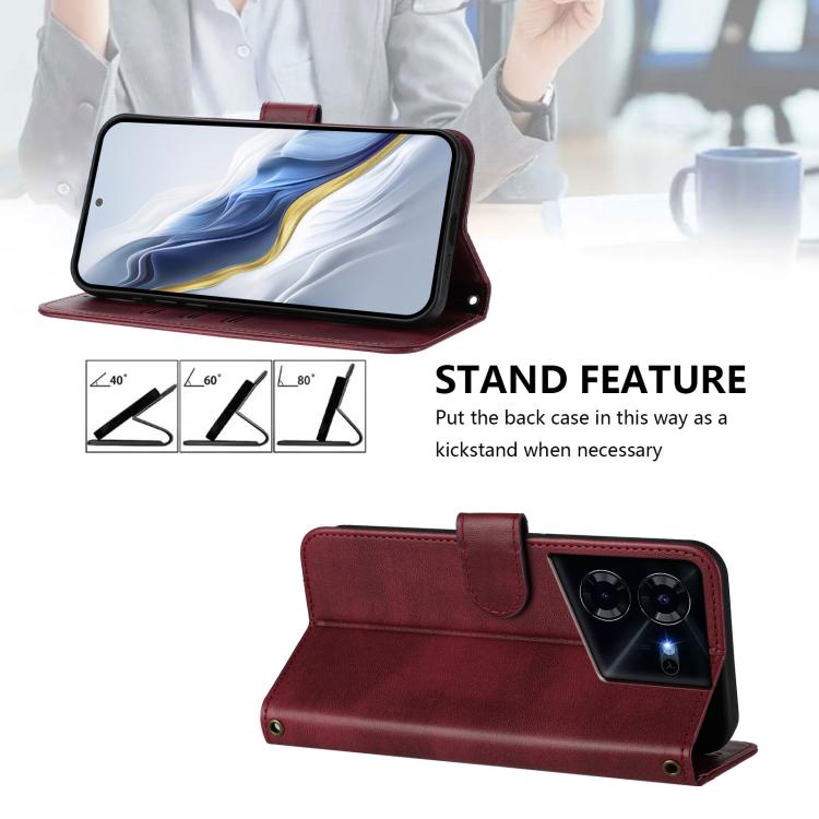 For Tecno Pova 5 Pro 5G Line Splicing Buckle Retro Leather Phone Case