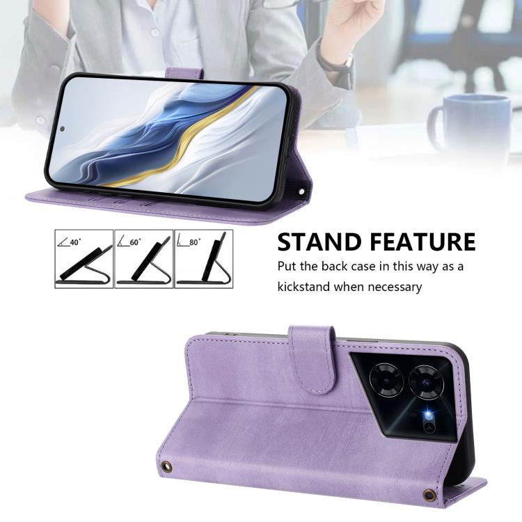 For Tecno Pova 5 Pro 5G Line Splicing Buckle Retro Leather Phone Case