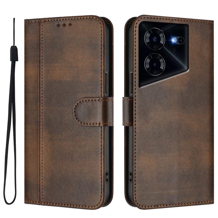 For Tecno Pova 5 Pro 5G Line Splicing Buckle Retro Leather Phone Case