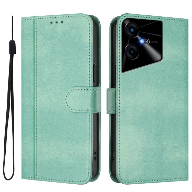 For Tecno Pova Neo 3 Line Splicing Buckle Retro Leather Phone Case