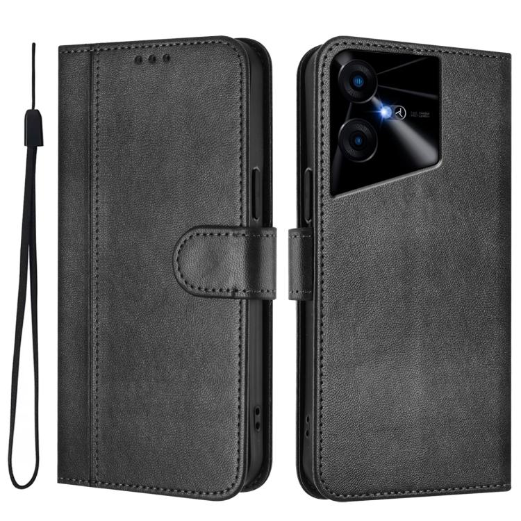 For Tecno Pova Neo 3 Line Splicing Buckle Retro Leather Phone Case