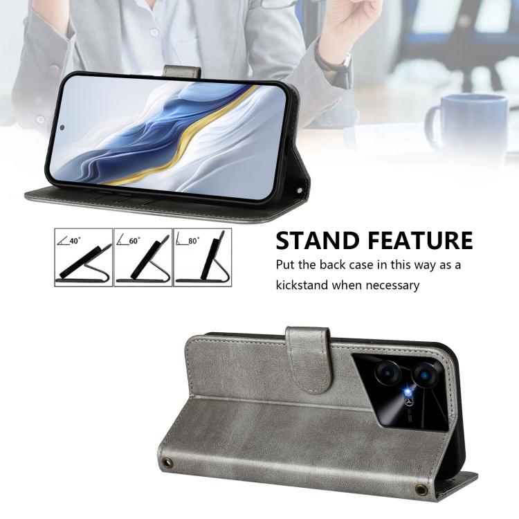 For Tecno Pova Neo 3 Line Splicing Buckle Retro Leather Phone Case