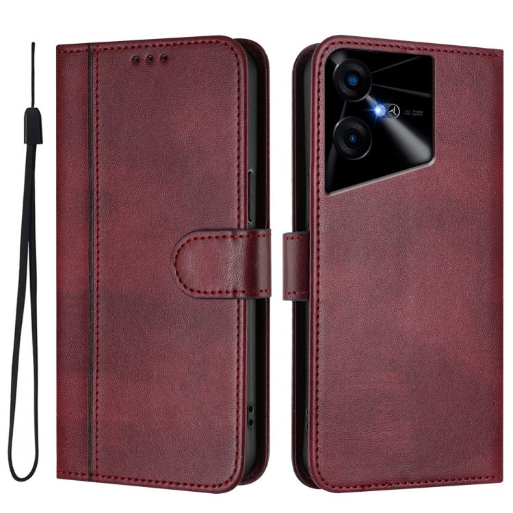 For Tecno Pova Neo 3 Line Splicing Buckle Retro Leather Phone Case