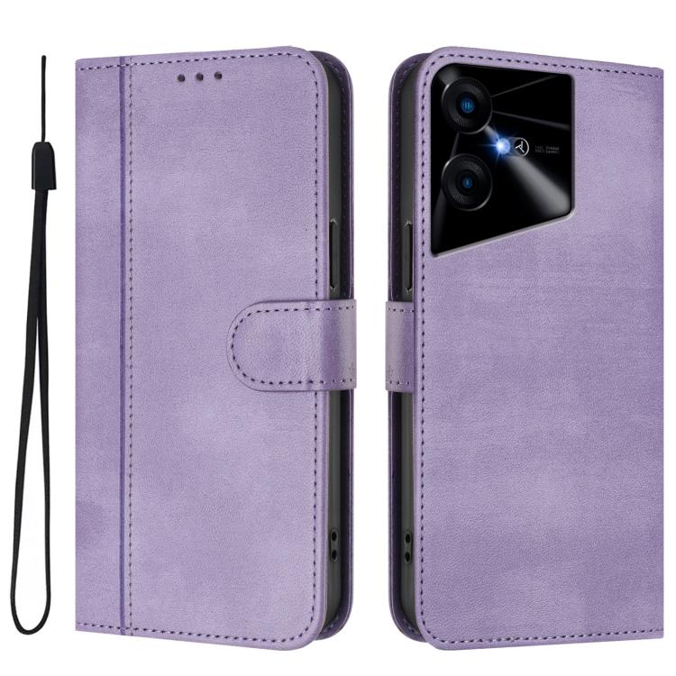 For Tecno Pova Neo 3 Line Splicing Buckle Retro Leather Phone Case