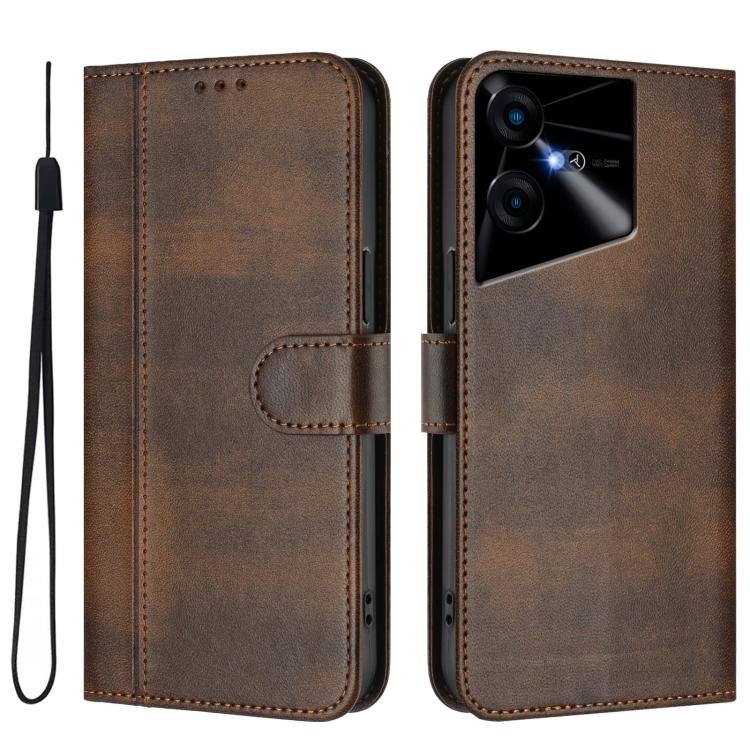 For Tecno Pova Neo 3 Line Splicing Buckle Retro Leather Phone Case