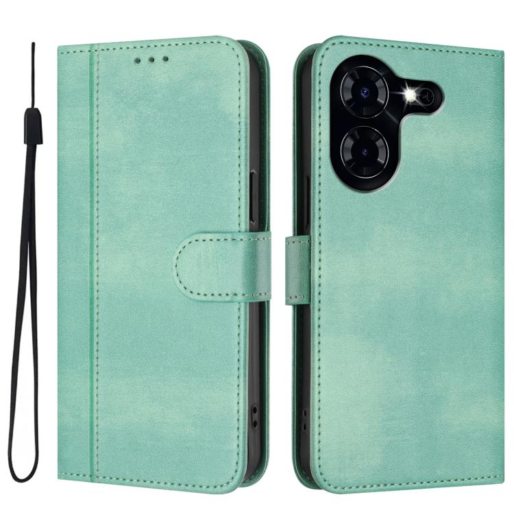 For Tecno Pova 5 Line Splicing Buckle Retro Leather Phone Case
