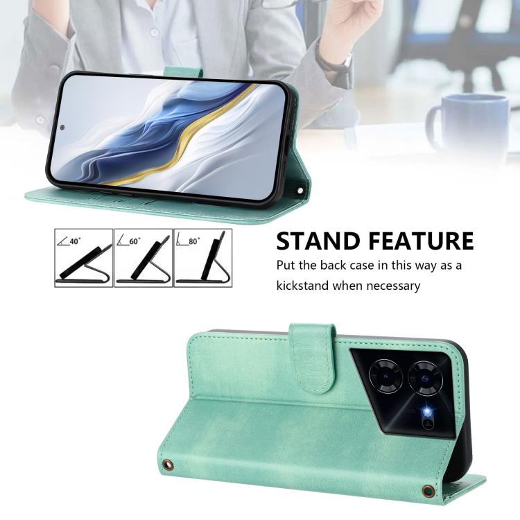 For Tecno Pova 5 Line Splicing Buckle Retro Leather Phone Case