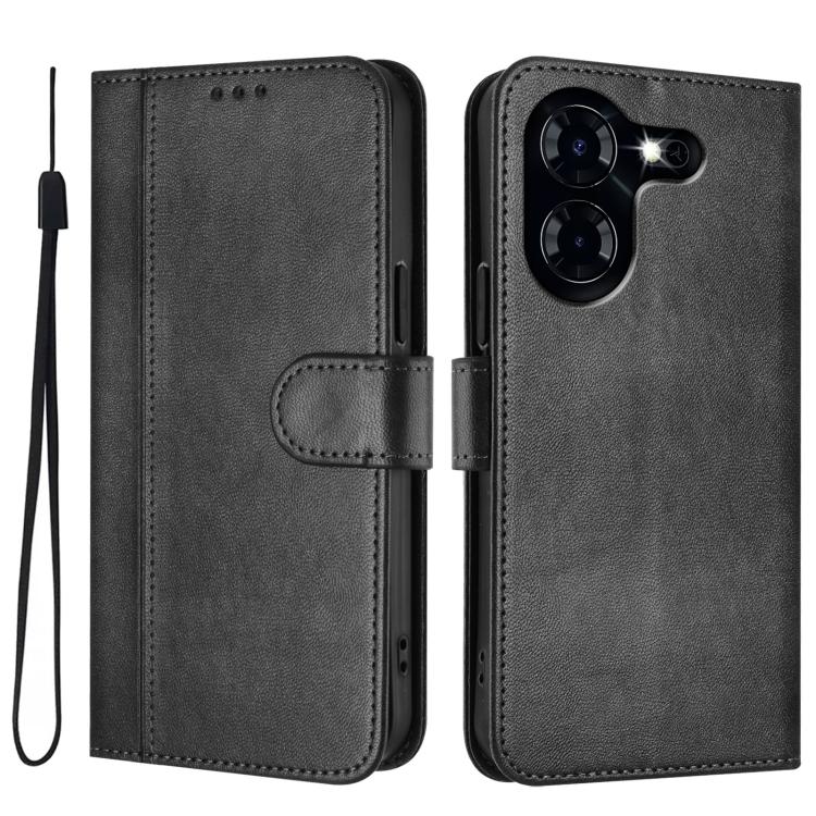 For Tecno Pova 5 Line Splicing Buckle Retro Leather Phone Case