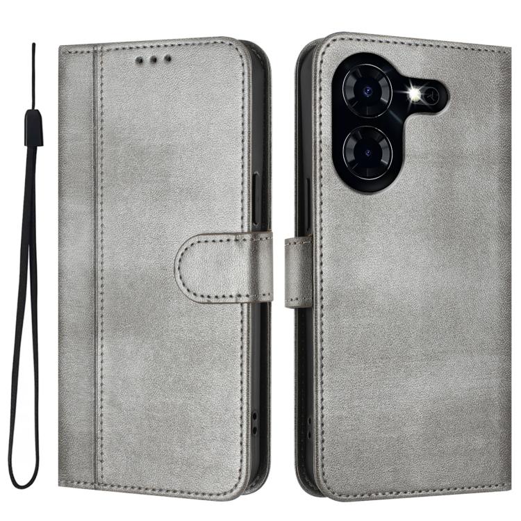 For Tecno Pova 5 Line Splicing Buckle Retro Leather Phone Case