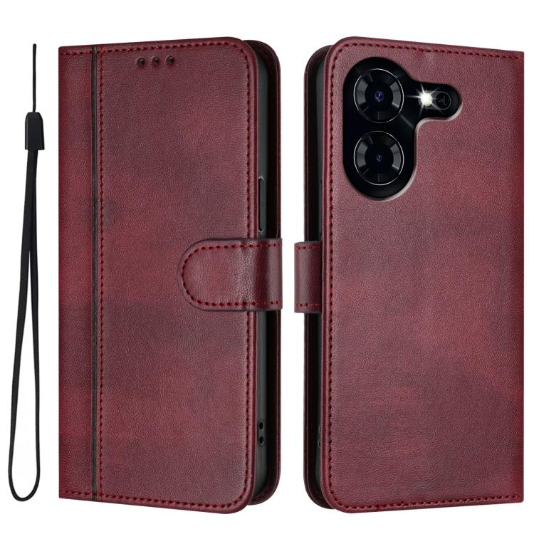 For Tecno Pova 5 Line Splicing Buckle Retro Leather Phone Case