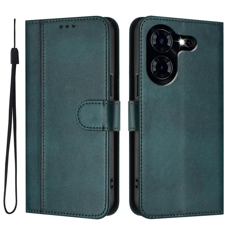 For Tecno Pova 5 Line Splicing Buckle Retro Leather Phone Case