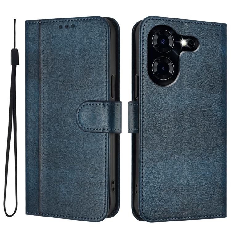 For Tecno Pova 5 Line Splicing Buckle Retro Leather Phone Case