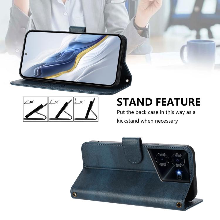 For Tecno Pova 5 Line Splicing Buckle Retro Leather Phone Case