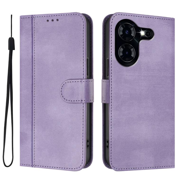 For Tecno Pova 5 Line Splicing Buckle Retro Leather Phone Case