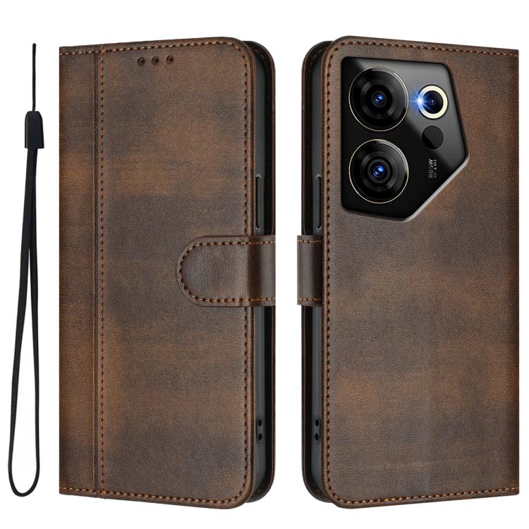 For Tecno Camon 20 Premier 5G Line Splicing Buckle Retro Leather Phone Case