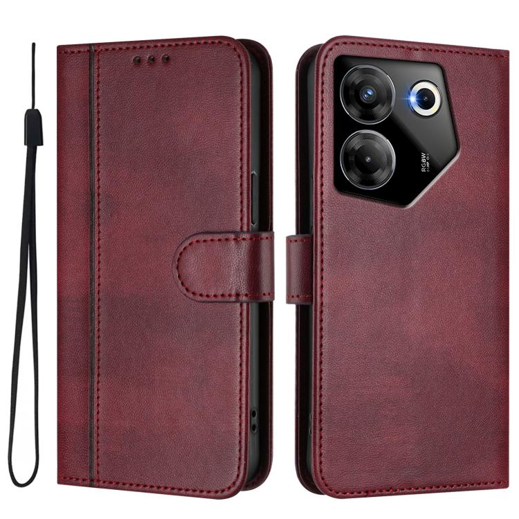 For Tecno Camon 20 Pro 5G Line Splicing Buckle Retro Leather Phone Case