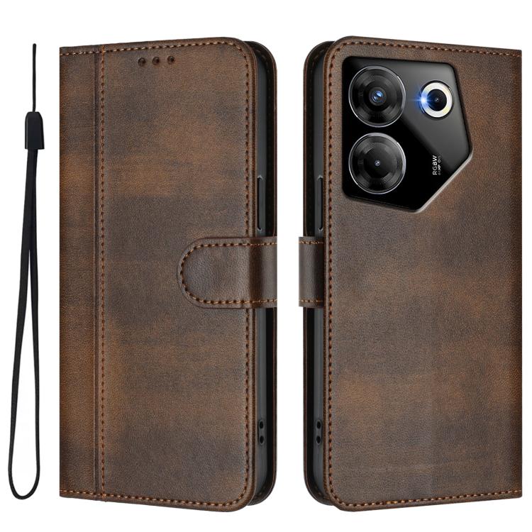For Tecno Camon 20 Pro 5G Line Splicing Buckle Retro Leather Phone Case
