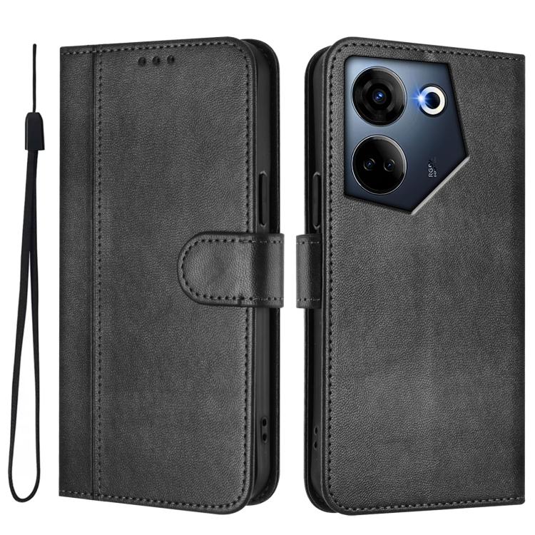 For Tecno Camon 20 / 20 Pro 4G Line Splicing Buckle Retro Leather Phone Case