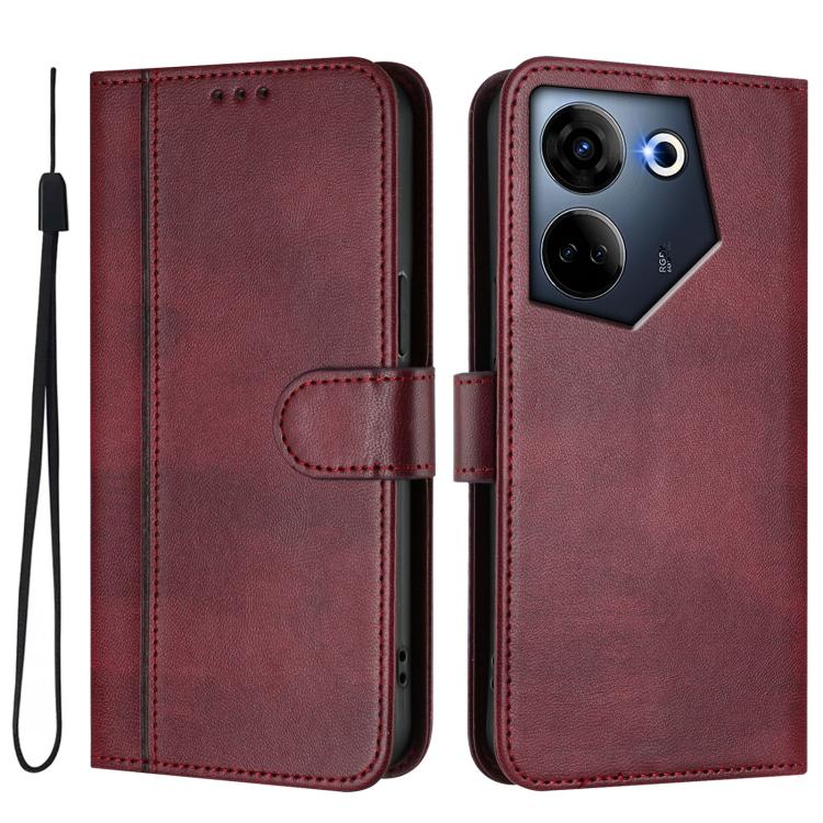 For Tecno Camon 20 / 20 Pro 4G Line Splicing Buckle Retro Leather Phone Case