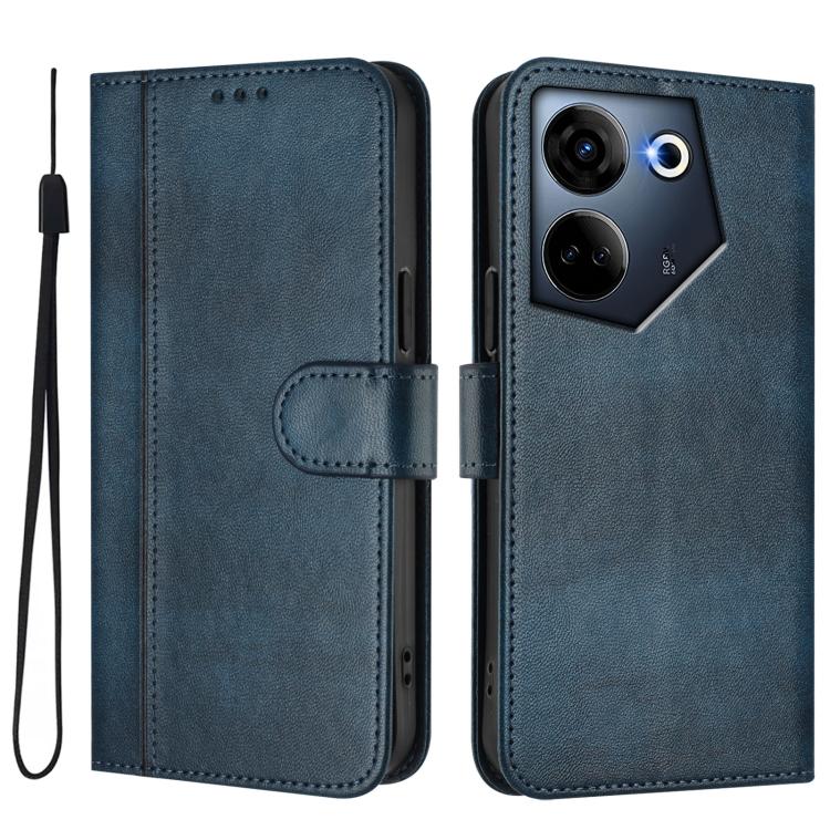 For Tecno Camon 20 / 20 Pro 4G Line Splicing Buckle Retro Leather Phone Case