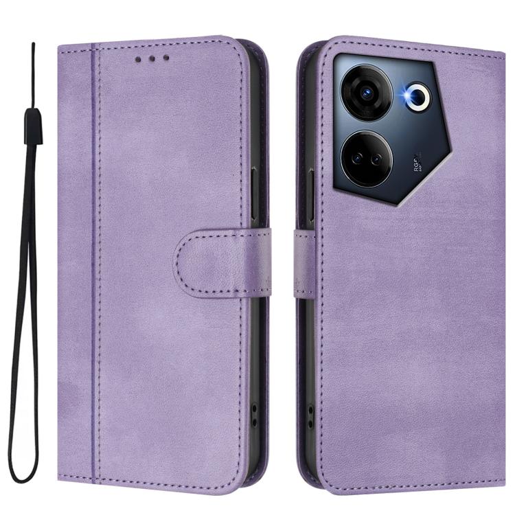 For Tecno Camon 20 / 20 Pro 4G Line Splicing Buckle Retro Leather Phone Case