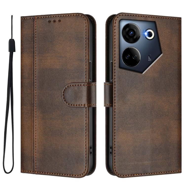 For Tecno Camon 20 / 20 Pro 4G Line Splicing Buckle Retro Leather Phone Case
