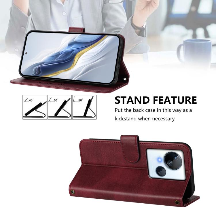 For Tecno Spark 10 5G Line Splicing Buckle Retro Leather Phone Case