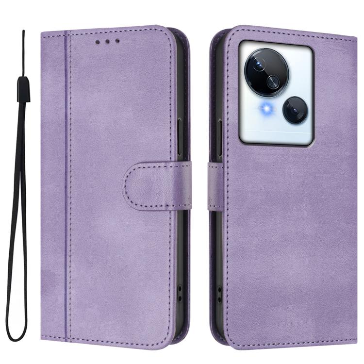 For Tecno Spark 10 5G Line Splicing Buckle Retro Leather Phone Case