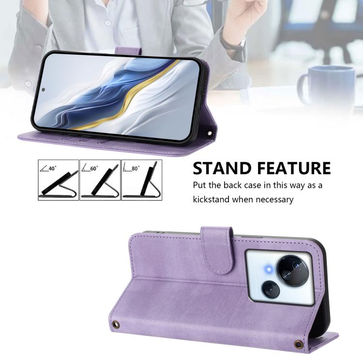 For Tecno Spark 10 5G Line Splicing Buckle Retro Leather Phone Case