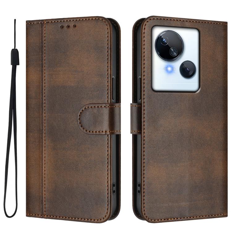 For Tecno Spark 10 5G Line Splicing Buckle Retro Leather Phone Case