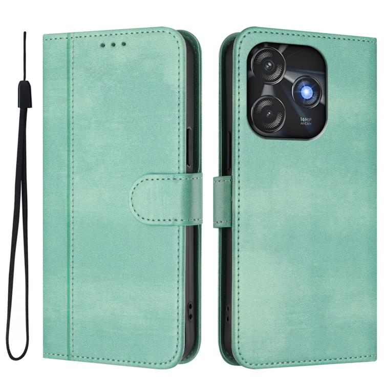 For Tecno Spark 10C / 10 4G Line Splicing Buckle Retro Leather Phone Case