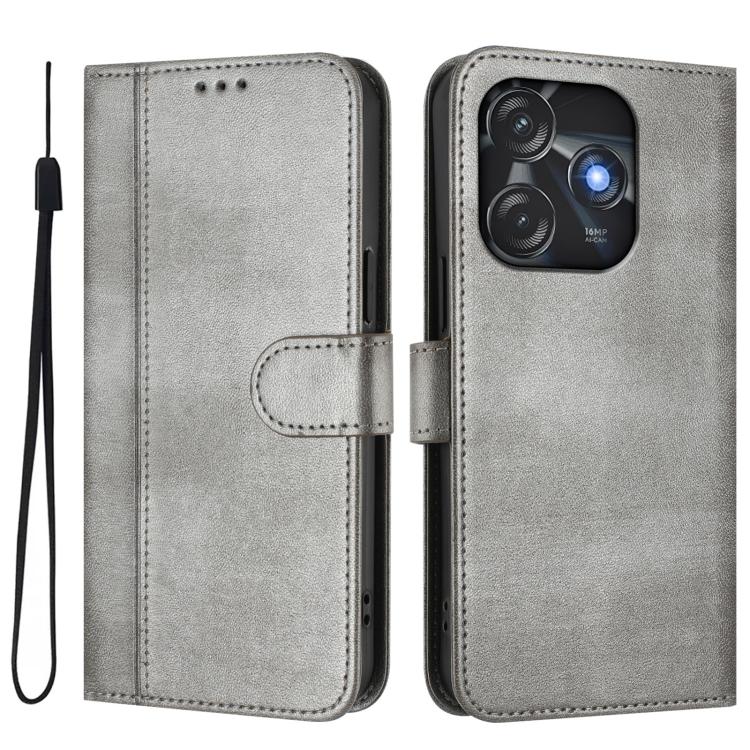 For Tecno Spark 10C / 10 4G Line Splicing Buckle Retro Leather Phone Case