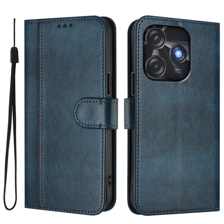 For Tecno Spark 10C / 10 4G Line Splicing Buckle Retro Leather Phone Case