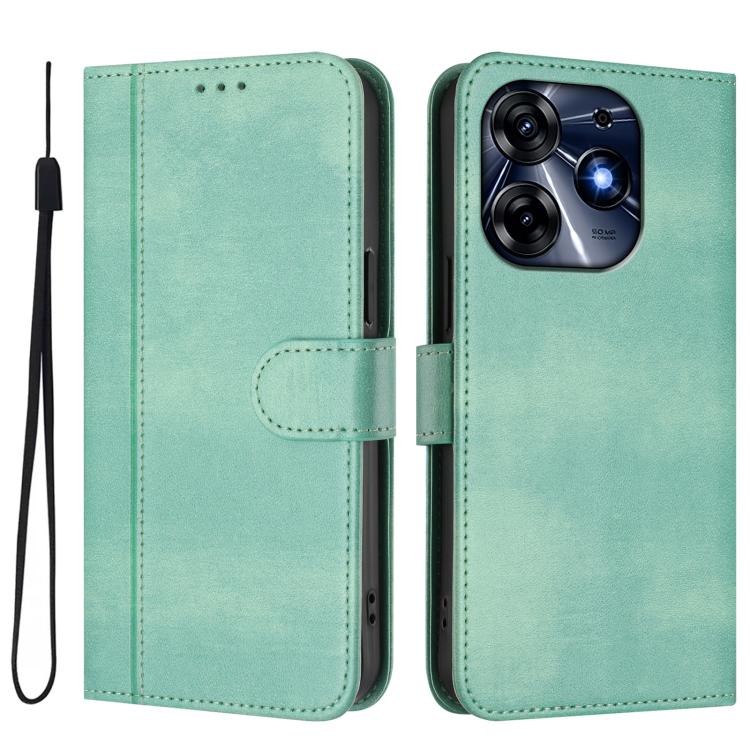 For Tecno Spark 10 Pro 4G Line Splicing Buckle Retro Leather Phone Case