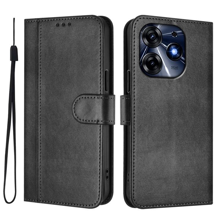 For Tecno Spark 10 Pro 4G Line Splicing Buckle Retro Leather Phone Case