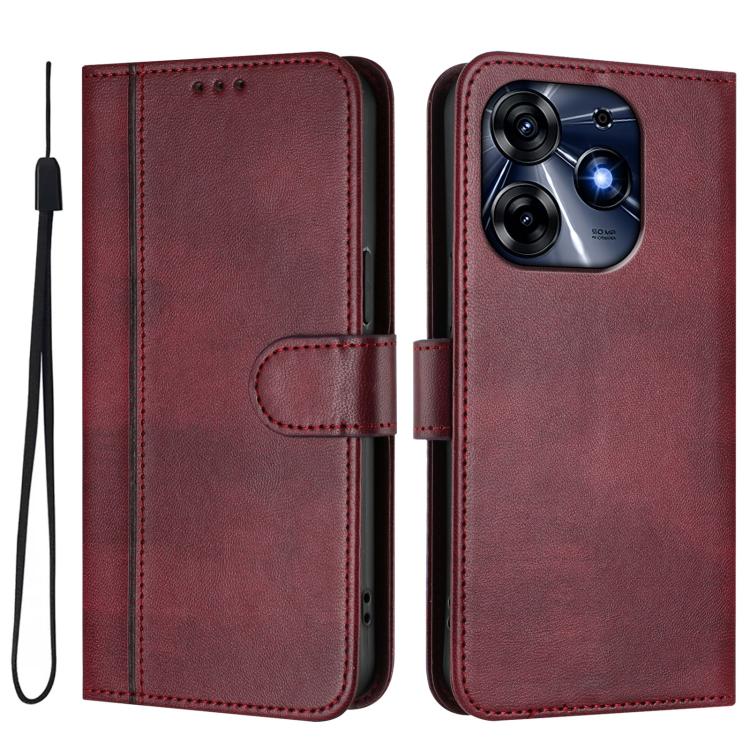 For Tecno Spark 10 Pro 4G Line Splicing Buckle Retro Leather Phone Case