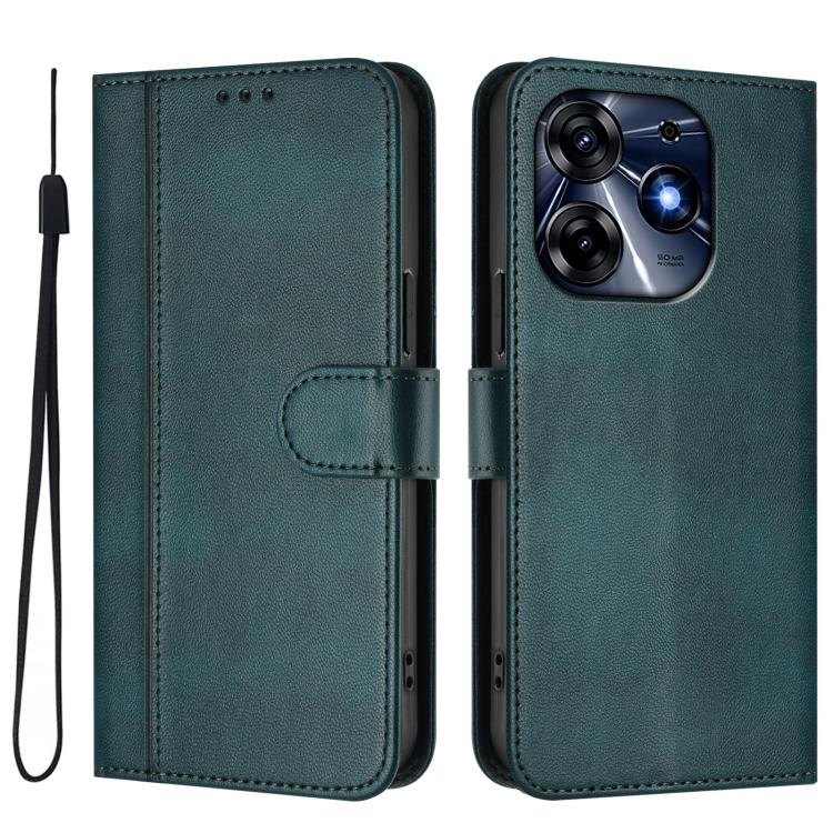 For Tecno Spark 10 Pro 4G Line Splicing Buckle Retro Leather Phone Case
